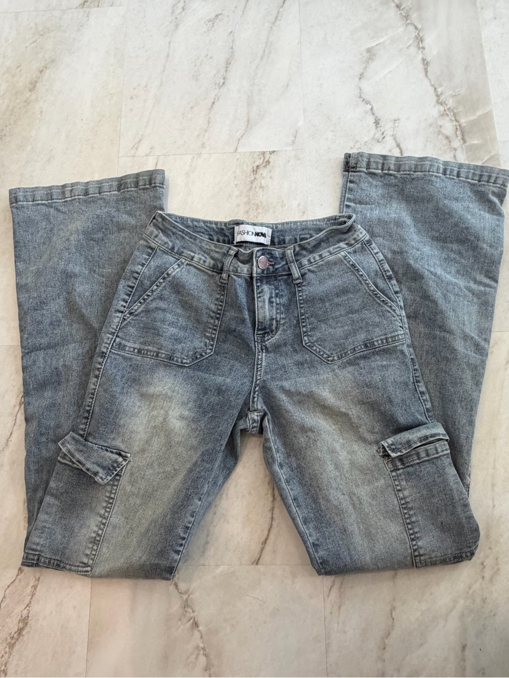 Fashion Nova Light Gray Washed Denim Jeans